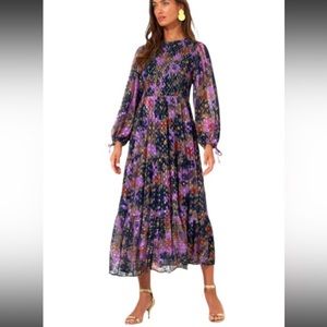 Oliphant Smocked Top Maxi Dress in Suzani Navy
